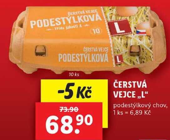 ČERSTVÁ VEJCE „L“ podestýlkový chov, 10 ks 