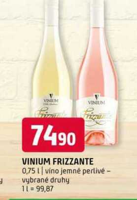 Vinium frizzante 0,75l víno jemné perlivé vybrané druhy  