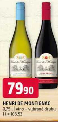 Henri de montignac 0,75l vino vybrané druhy