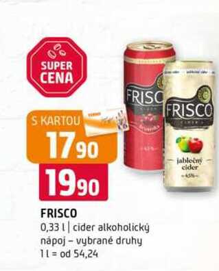 Frisco 0,33l cider alkoholický nápoj vybrané druhy 