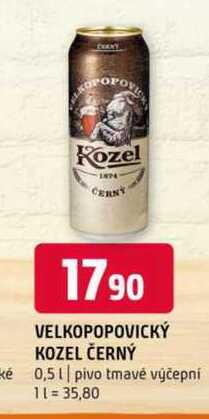Velkopopovický Kozel Černý pivo výčepní tmavé 0,5l