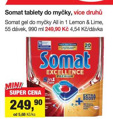 Somat gel do myčky All in 1 Lemon & Lime, 55 dávek, 990 ml 