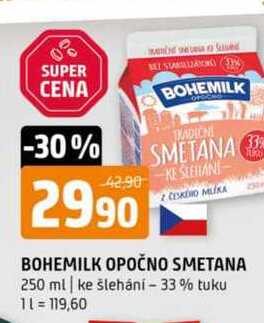 Bohemilk opočno smetana 250 ml ke šlehání 33% tuku 