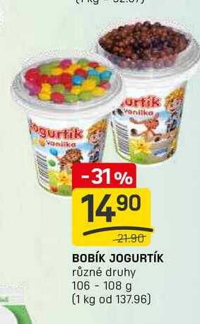BOBÍK JOGURTÍK různé druhy 106-108 g 