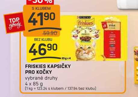 FRISKIES KAPSIČKY PRO KOČKY vybrané druhy 4 x 85 g 