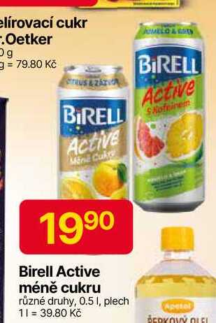 Birell Active méně cukru různé druhy, 0.5l, plech