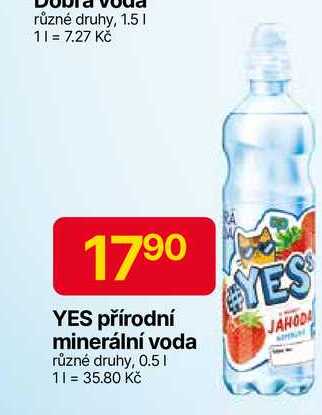 YES přírodní minerální voda různé druhy, 0.5l