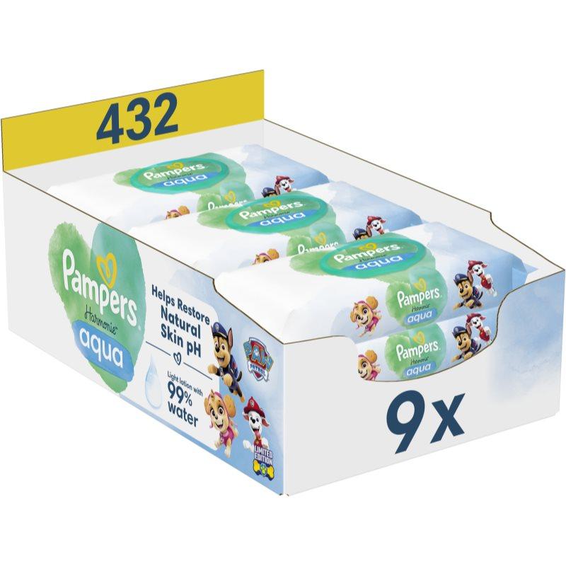 Pampers Harmonie Aqua Paw Patrol vlhčené čisticí ubrousky pro děti 432 ks