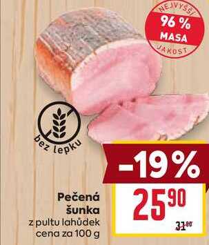 Pečená šunka z pultu lahůdek cena za 100g