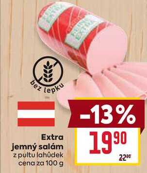 Extra jemný salám z pultu lahůdek cena za 100g