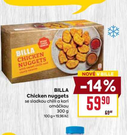 BILLA Chicken nuggets se sladkou chilli a kari omáčkou 300 g 