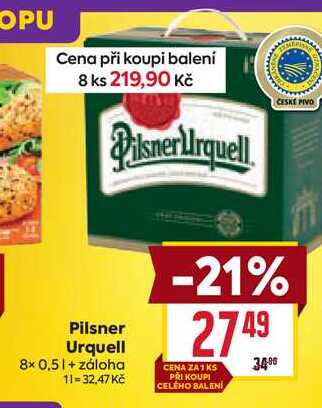 Pilsner Urquell Pivo ležák světlý 8 x 0,5l