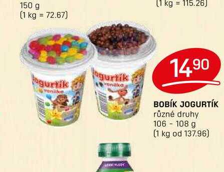 BOBÍK JOGURTÍK různé druhy 106-108 g 