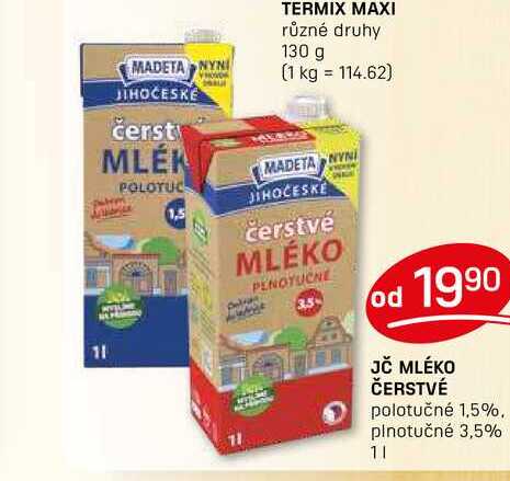 JČ MLÉKO ČERSTVÉ polotučné 1,5% 1l