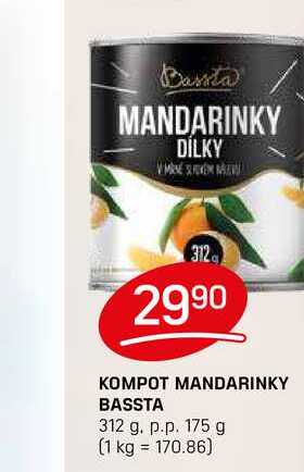 KOMPOT MANDARINKY BASSTA 312 g. p.p. 175 g 