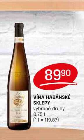 VÍNA HABÁNSKÉ SKLEPY vybrané druhy 0,75l
