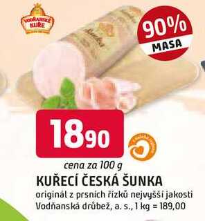 KUŘECÍ ČESKÁ ŠUNKA 100g