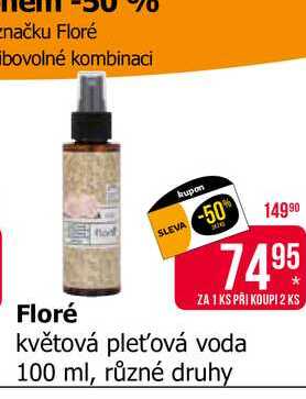Floré květová pleťová voda 100 ml, různé druhy 