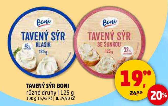 TAVENÝ SÝR BONI různé druhy, 125 g 