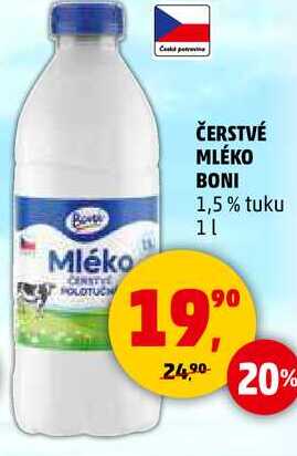 ČERSTVÉ MLÉKO BONI 1,5% tuku, 1 l 