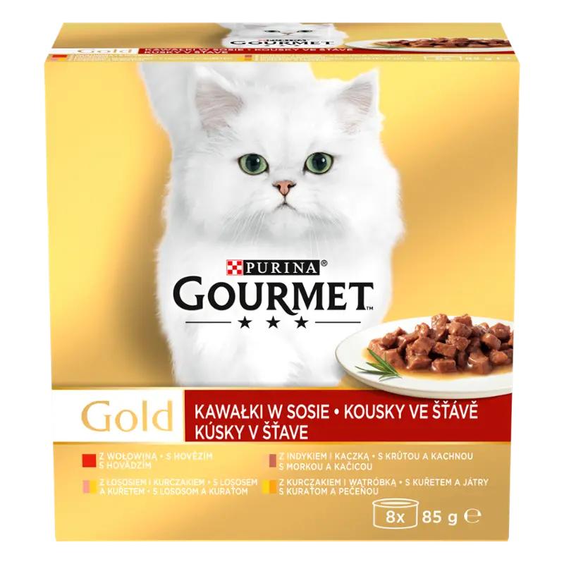 Gourmet Gold Konzervy pro kočky kousky ve šťávě multipack 8x 85 g, 680 g
