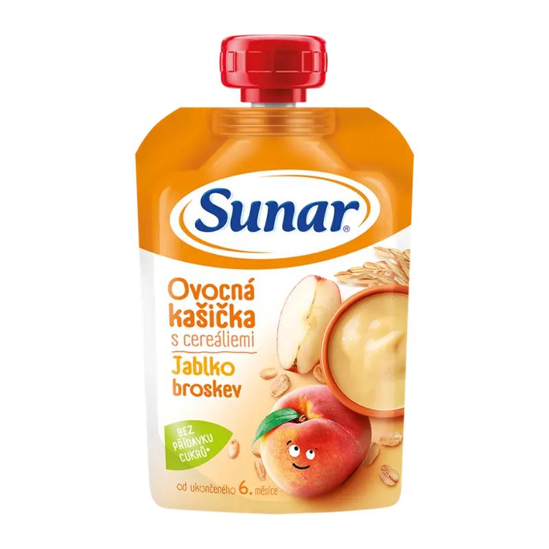 Sunar Ovocná kašička s cereáliemi jablko a broskev, 120 g