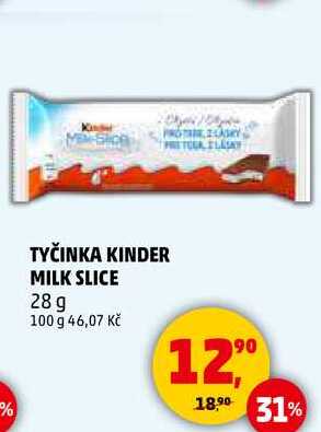 TYČINKA KINDER MILK SLICE, 28g 