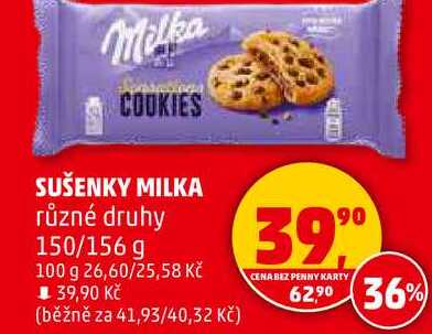 SUŠENKY MILKA různé druhy, 150/156 g 