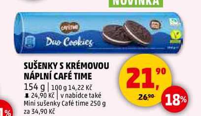 SUŠENKY S KRÉMOVOU NÁPLNÍ CAFÉ TIME, 154 g 