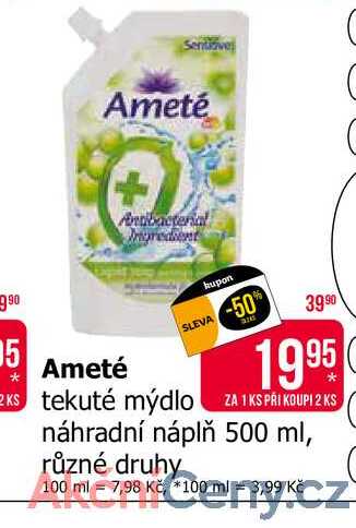 Ameté tekuté mýdlo náhradní náplň 500 ml, různé druhy 