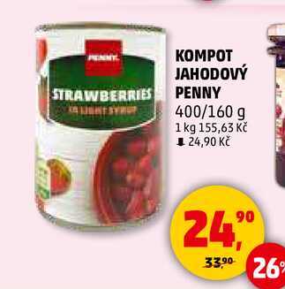 KOMPOT JAHODOVÝ STRAWBERRIES PENNY, 400/160 g 