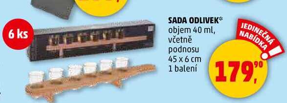 SADA ODLIVEK objem 40 ml, včetně podnosu 45 x 6 cm, 1 balení 