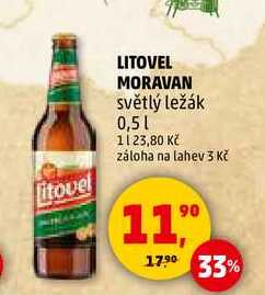 LITOVEL MORAVAN světlý ležák, 0,5 l