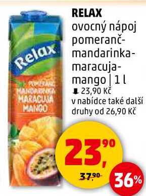 RELAX ovocný nápoj pomeranč- mandarinka- maracuja- mango, 1 l 