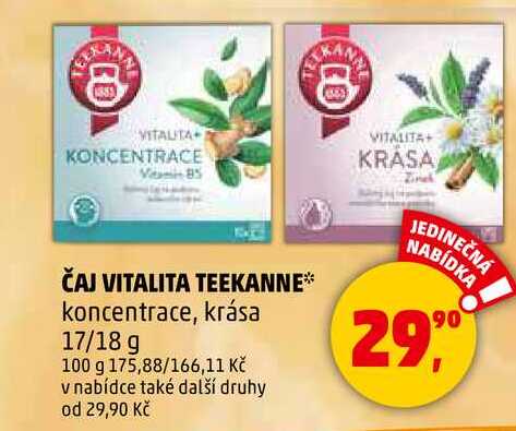 ČAJ VITALITA TEEKANNE koncentrace, krása, 17/18 g 