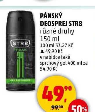 PÁNSKÝ DEOSPREJ STR8 různé druhy, 150 ml  