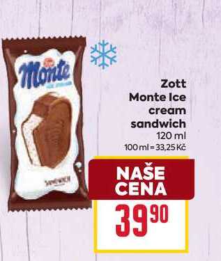 Zott Monte Ice cream sandwich 120 ml