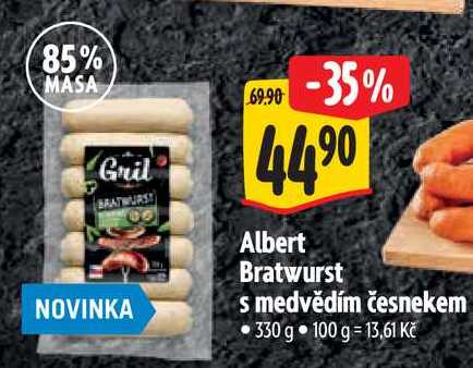  Albert Bratwurst s medvědím česnekem 330 g  