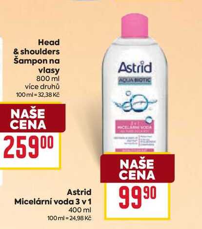 Astrid Micelární voda 3 v 1 400 ml