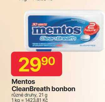Mentos CleanBreath bonbon různé druhy, 21 g 