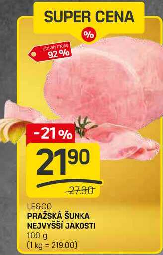 PRAŽSKÁ ŠUNKA NEJVYŠŠÍ JAKOSTI 100 g 