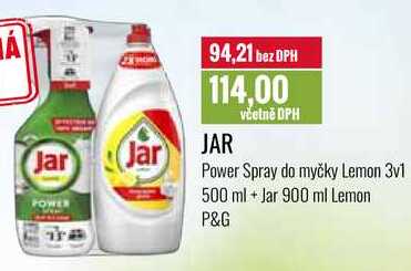 JAR Power Spray do myčky Lemon 3v1 500 ml + Jar 900 ml Lemon 