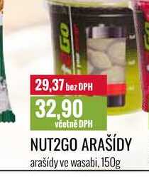 NUT2GO ARAŠÍDY arašídy ve wasabi, 150g 
