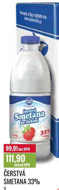 ČERSTVÁ SMETANA 33% 1l