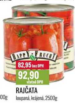 RAJČATA loupaná, krájená, 2500g 