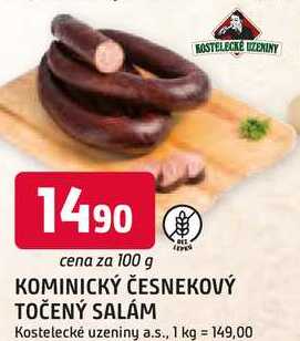 KOMINICKÝ ČESNEKOVÝ TOČENÝ SALÁM 100g
