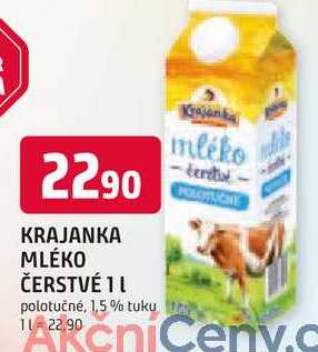 KRAJANKA MLÉKO ČERSTVÉ 1l polotučné, 1,5% tuku