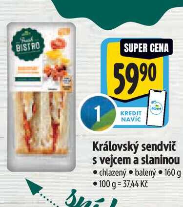   Královský sendvič s vejcem a slaninou 160 g