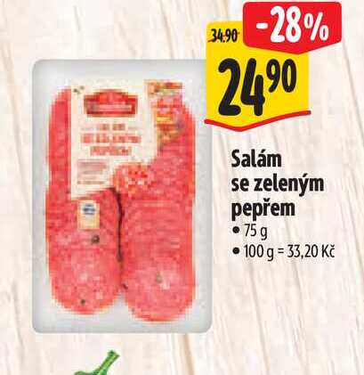  Salám se zeleným pepřem 75 g 