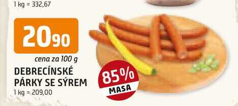 DEBRECÍNSKÉ PÁRKY SE SÝREM 100g
